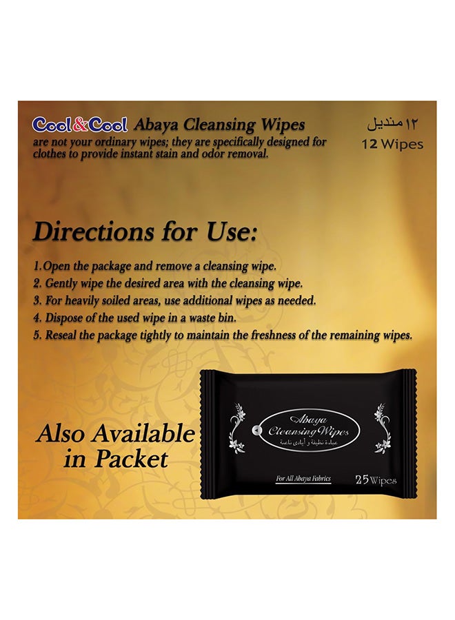 Cool & Cool Abaya Cleansing Wipes 12's - Gentle Fabric Care, Color Protect & Instant Cleansing - Image 2