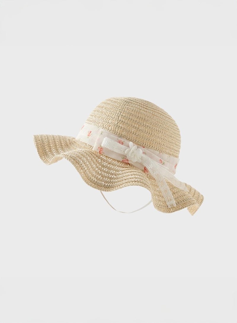 Dave & Bella Floral Straw Hat with Ribbon  - Image 5