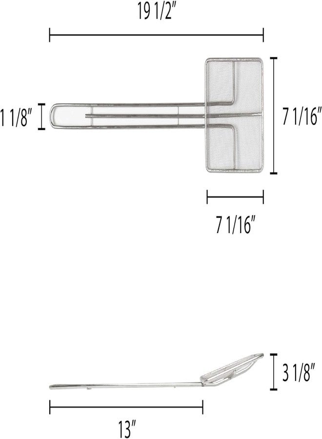 TrueCraftware- 7-Inch Square Wire Skimmer with 12-1/2" Handle Length Nickel Plated- Kitchen Utensil Food Strainer Skimmer Spoon for Frying Cooking Sieve Sifters Rice Quinoa Pasta Fruits Vegetables - Image 4