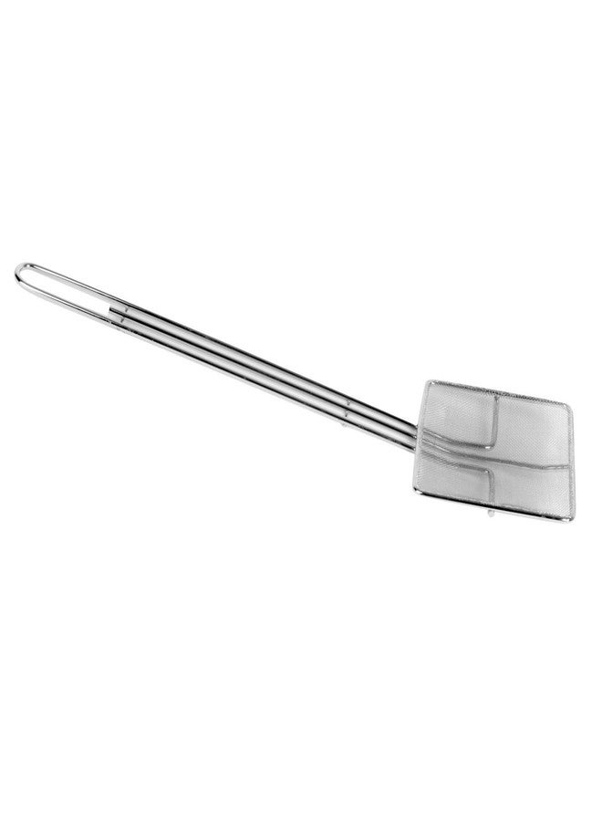 TrueCraftware- 7-Inch Square Wire Skimmer with 12-1/2" Handle Length Nickel Plated- Kitchen Utensil Food Strainer Skimmer Spoon for Frying Cooking Sieve Sifters Rice Quinoa Pasta Fruits Vegetables - Image 1