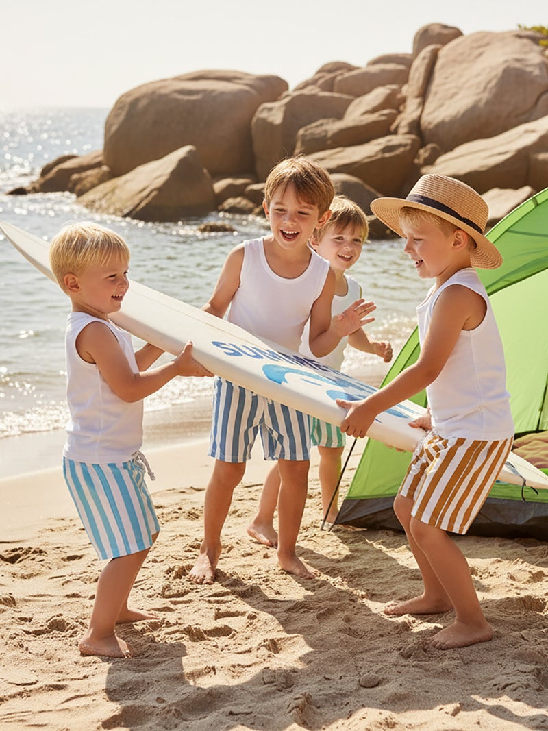 Swim Trunks for Baby Boys Fashion Stripes Print Elastic Waist Beach Shorts Kid Board Shorts - Image 5