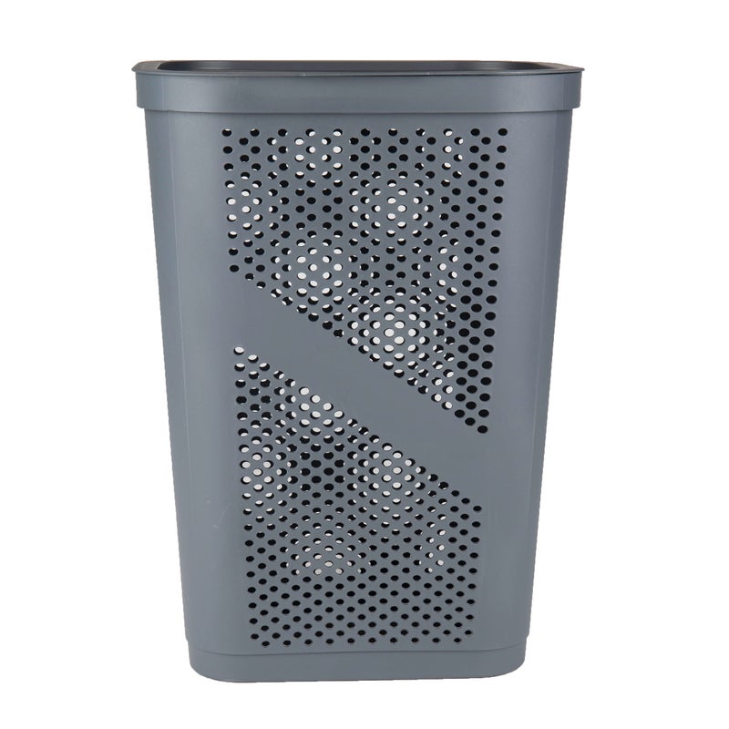 Mind Reader Slim Laundry Hamper with Lid, 60L Clothes Basket, Ventilated Plastic, Gray - Image 5