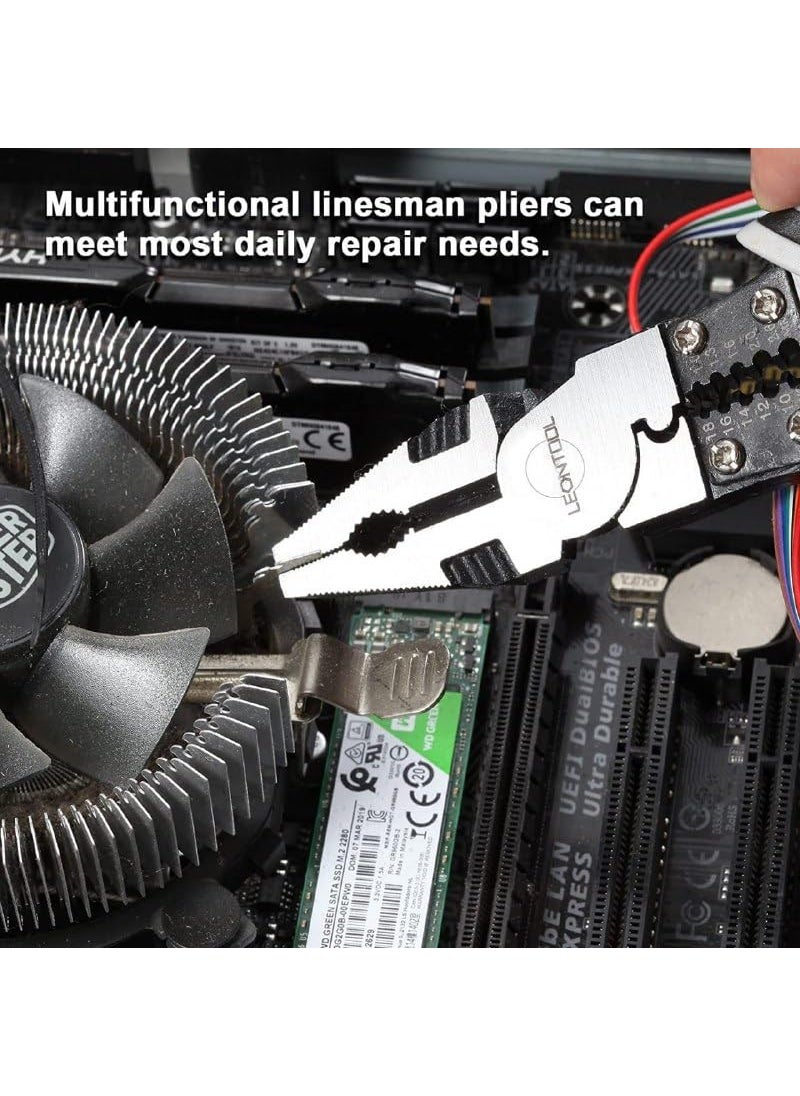 XBEY - XBEY 5 in 1 Multipurpose Electrician PlierCutting Plier with Gripping Wrench Wire Cutter Crimping Tool Wire Stripper Fuction Multi Wire Cutter - Image 1