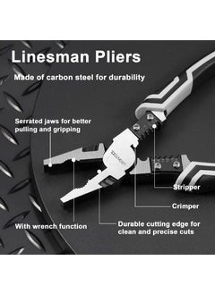 XBEY XBEY 5 in 1 Multipurpose Electrician PlierCutting Plier with Gripping Wrench Wire Cutter Crimping Tool Wire Stripper Fuction Multi Wire Cutter  - Image 3