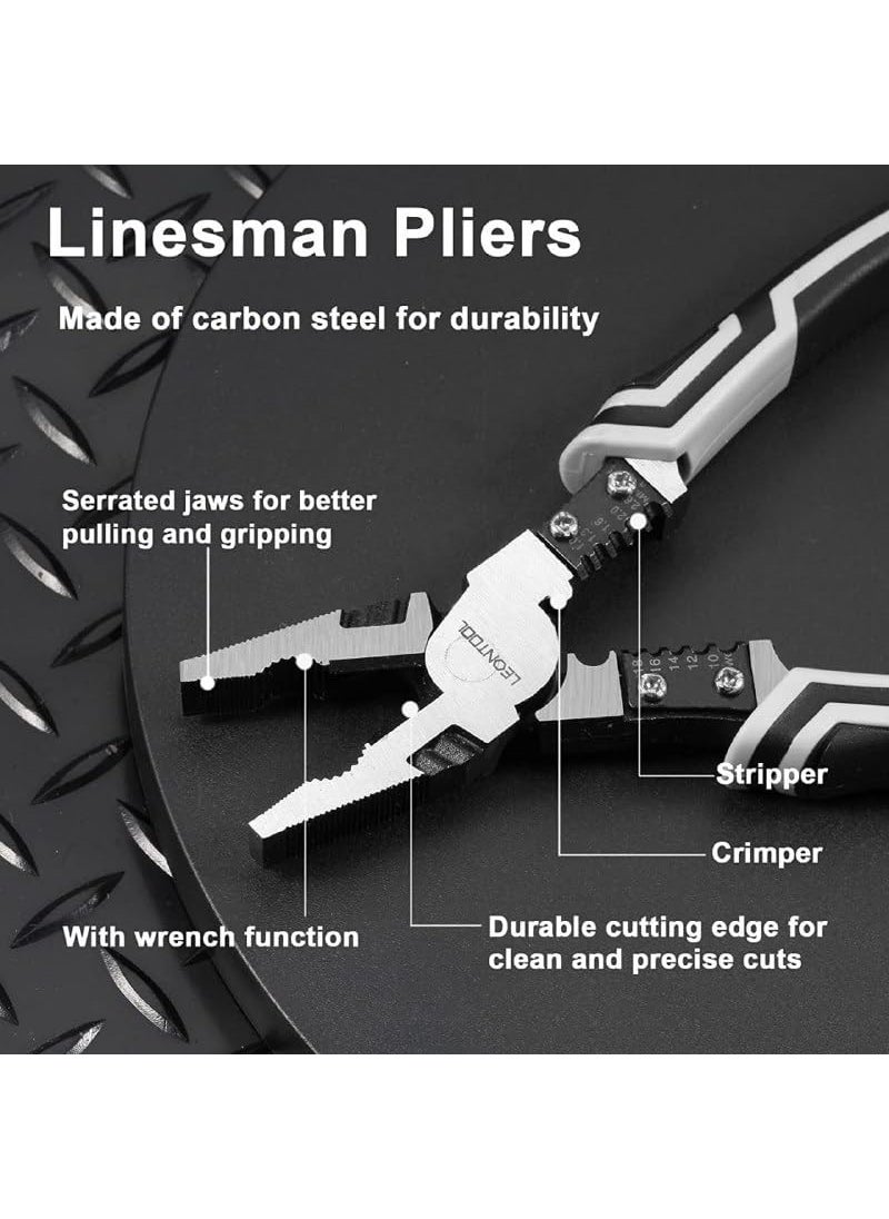 XBEY - XBEY 5 in 1 Multipurpose Electrician PlierCutting Plier with Gripping Wrench Wire Cutter Crimping Tool Wire Stripper Fuction Multi Wire Cutter - Image 1