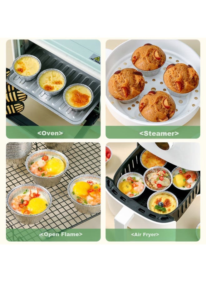 Maryya Meiliya Aluminum Foil Bowls And Cups, 70 Pieces, Air Fryer Foil Trays, Egg Tart Trays, Pudding Molds, Food-grade Aluminum Foil Baking Pans - Image 4