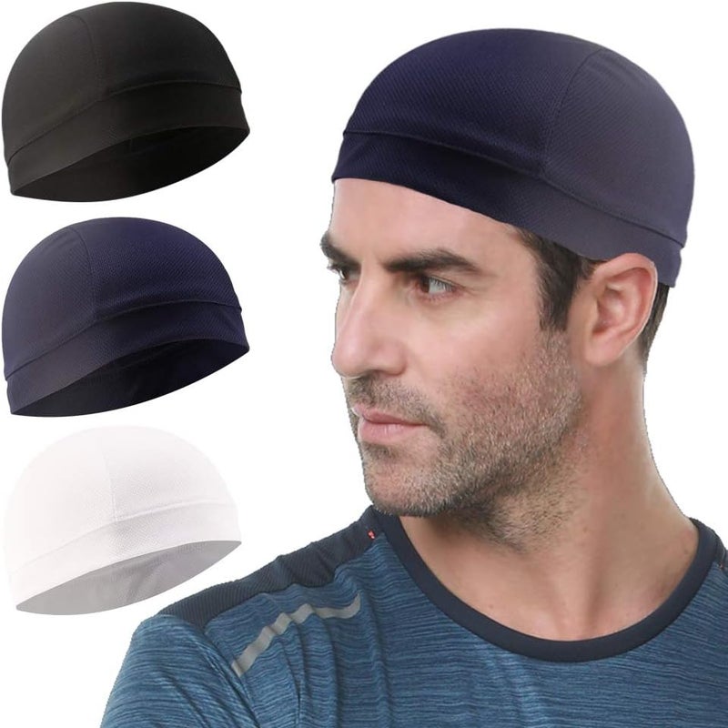 WSHSTS 3 Pack Cooling Skull Cap Helmet Liner Sweat Wicking Cycling Running Hat for Men Women - Image 1