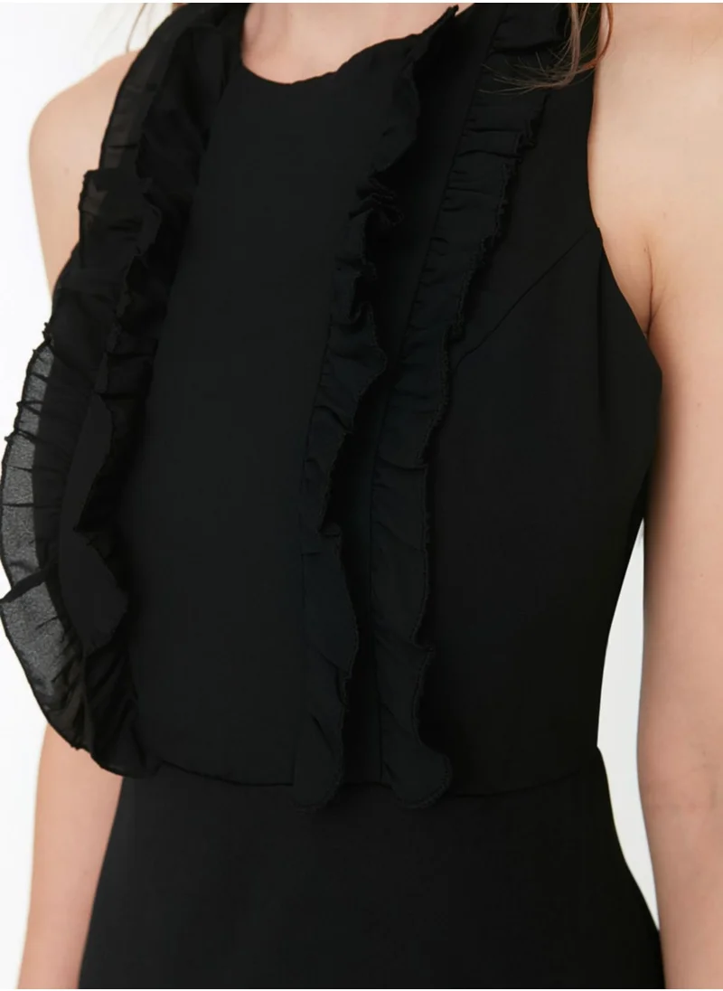 trendyol Crew Neck Ruffle Detail Dress