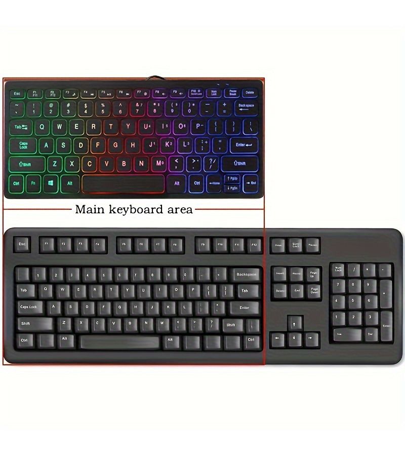 Black Wired USB RGB Linear Keyboard for Home Office Desktop Notebook Universal American Layout - Image 1