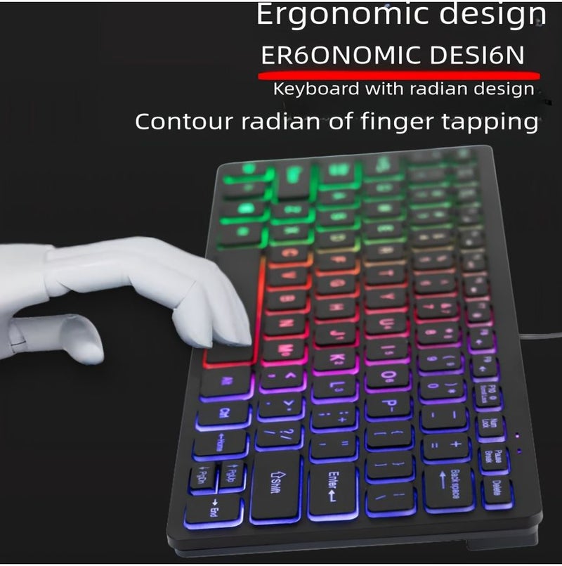 Black Wired USB RGB Linear Keyboard for Home Office Desktop Notebook Universal American Layout - Image 4
