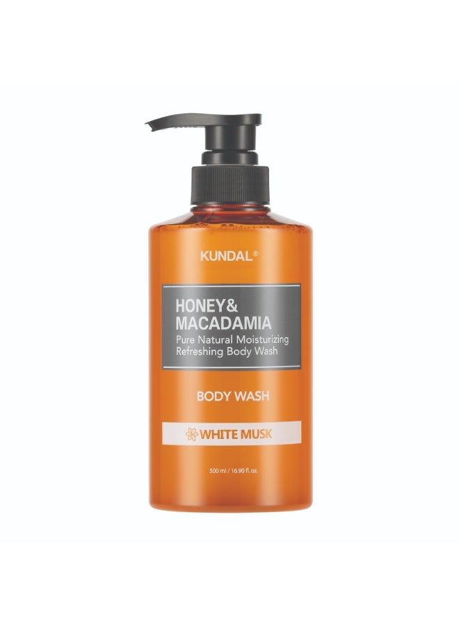 KUNDAL Honey & Macadamia Body Wash - White Musk 500ml - Image 1