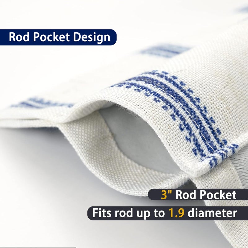 Driftaway Farmhouse الكتان المبطن فلاوس مزدوج الطبقة المزدوجة الغرفة المعزولة معزول غلق النافذة النافذة 3 بوصة قضيب الجيب المطبخ مخطط - Image 3