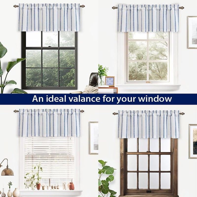 Driftaway Farmhouse الكتان المبطن فلاوس مزدوج الطبقة المزدوجة الغرفة المعزولة معزول غلق النافذة النافذة 3 بوصة قضيب الجيب المطبخ مخطط - Image 5