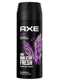 Axe Pack of 6 Excite Body Deodorant Spray Crisp Coconut And Black Pepper Scent 6x150ml  - Image 2