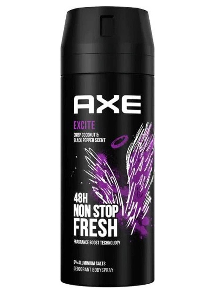 Axe Pack of 6 Excite Body Deodorant Spray Crisp Coconut And Black Pepper Scent 6x150ml - Image 2