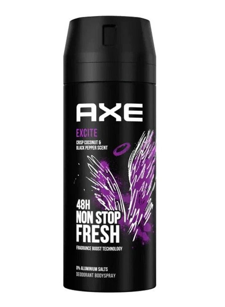 Axe Pack of 6 Excite Body Deodorant Spray Crisp Coconut And Black Pepper Scent 6x150ml - Image 3