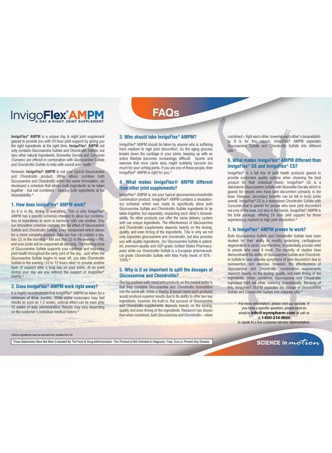 إنفيجو فليكس INVIGOFLEX® AMPM - الجلوكوزامين وكبريتات الكوندرويتين - الكركمين والكركم - البوسويليا سيراتا (غير معدلة وراثيًا) للركبتين واليدين والظهر والورك مكمل غذائي ممتاز للمفاصل لمدة 24 ساعة - Image 5