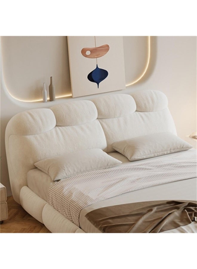 LUXURY LUXE Luxury Luxe Velvet Upholstered King Queen Size Bed Frame with Mattress - Modern Off-White Bedroom Furniture, Suitable for Mattress (180 x 200 cm Without Mattress)  - Image 5