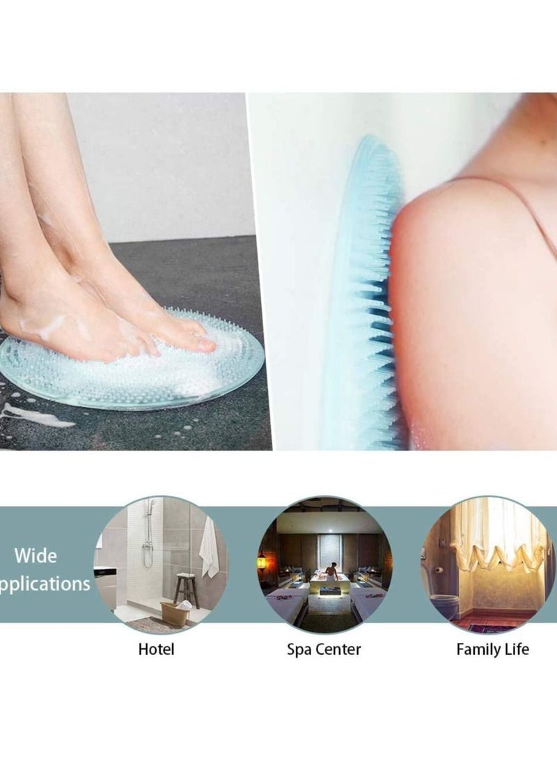 SYOSI Soft Foot Brush Massager, Shower Scrubber, Washer Silicone Back Cleaner with Non-Slip Suction Cups Diam, for Skin Care Blood Circulation Exfoliating, (Light Blue) - Image 3