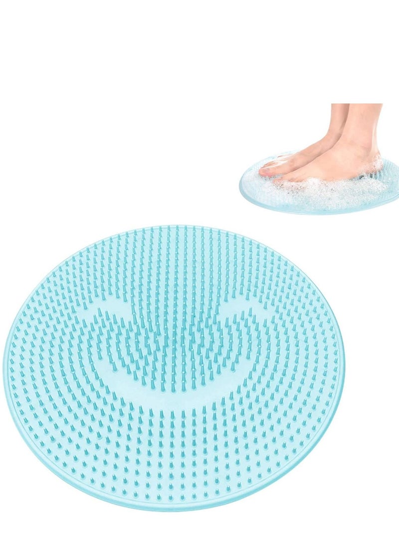 SYOSI Soft Foot Brush Massager, Shower Scrubber, Washer Silicone Back Cleaner with Non-Slip Suction Cups Diam, for Skin Care Blood Circulation Exfoliating, (Light Blue) - Image 1