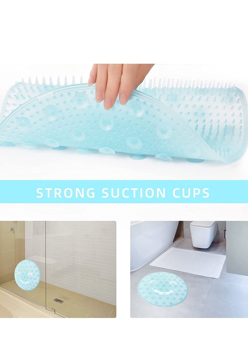 SYOSI Soft Foot Brush Massager, Shower Scrubber, Washer Silicone Back Cleaner with Non-Slip Suction Cups Diam, for Skin Care Blood Circulation Exfoliating, (Light Blue) - Image 2