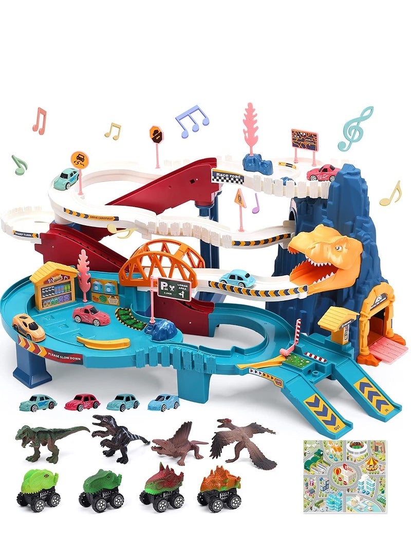 YelaJoy Dinosaur Coil Road Track Car, Paradise Car Adventure, Car Park, Kids Toys - Image 1