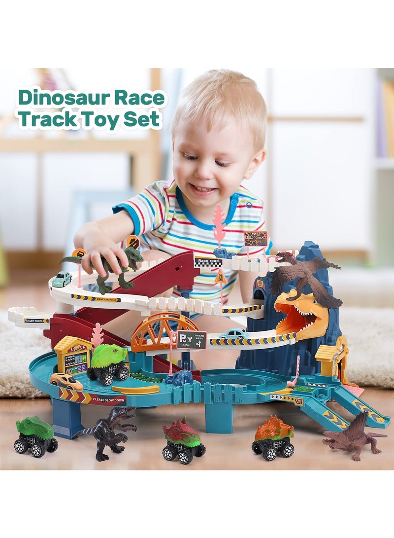 YelaJoy Dinosaur Coil Road Track Car, Paradise Car Adventure, Car Park, Kids Toys - Image 3