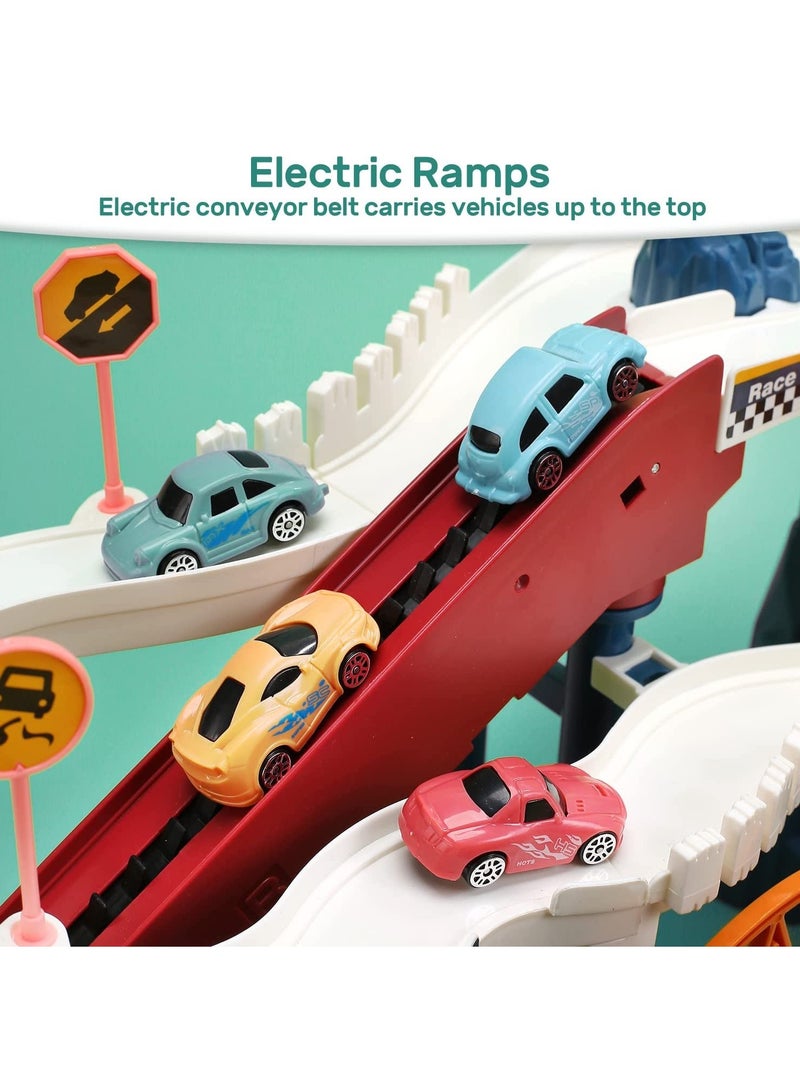 YelaJoy Dinosaur Coil Road Track Car, Paradise Car Adventure, Car Park, Kids Toys - Image 4