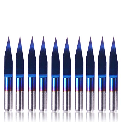 Genmitsu 10Pcs Nano Blue Coat Engraving Bits, 20 Degree 0.1mm Tip 1/8" Shank Conical V-Bit - Image 1