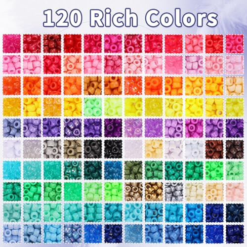 QUEFE 4680pcs Pony Beads Friendship Bracelets Making Kit, 120 Colors Kandi Beads Set for Jewelry Making, 3840pcs Plastic Rainbow Bead and 840pcs Letter Beads for Gift, Necklace and Craft - Image 4