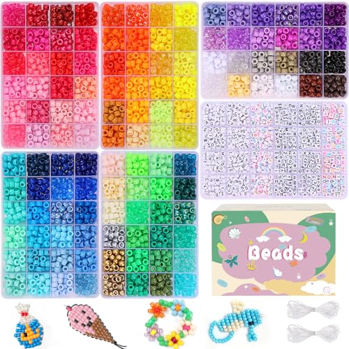 QUEFE 4680pcs Pony Beads Friendship Bracelets Making Kit, 120 Colors Kandi Beads Set for Jewelry Making, 3840pcs Plastic Rainbow Bead and 840pcs Letter Beads for Gift, Necklace and Craft - Image 1