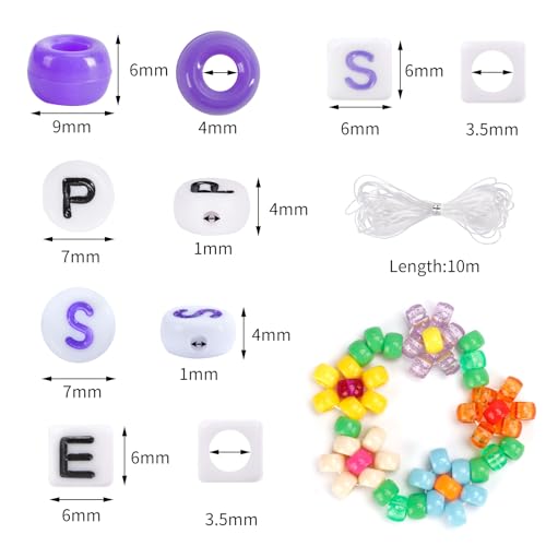 QUEFE 4680pcs Pony Beads Friendship Bracelets Making Kit, 120 Colors Kandi Beads Set for Jewelry Making, 3840pcs Plastic Rainbow Bead and 840pcs Letter Beads for Gift, Necklace and Craft - Image 2