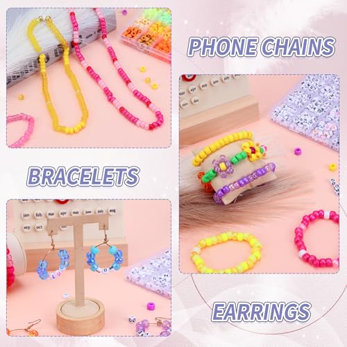 QUEFE 4680pcs Pony Beads Friendship Bracelets Making Kit, 120 Colors Kandi Beads Set for Jewelry Making, 3840pcs Plastic Rainbow Bead and 840pcs Letter Beads for Gift, Necklace and Craft - Image 5