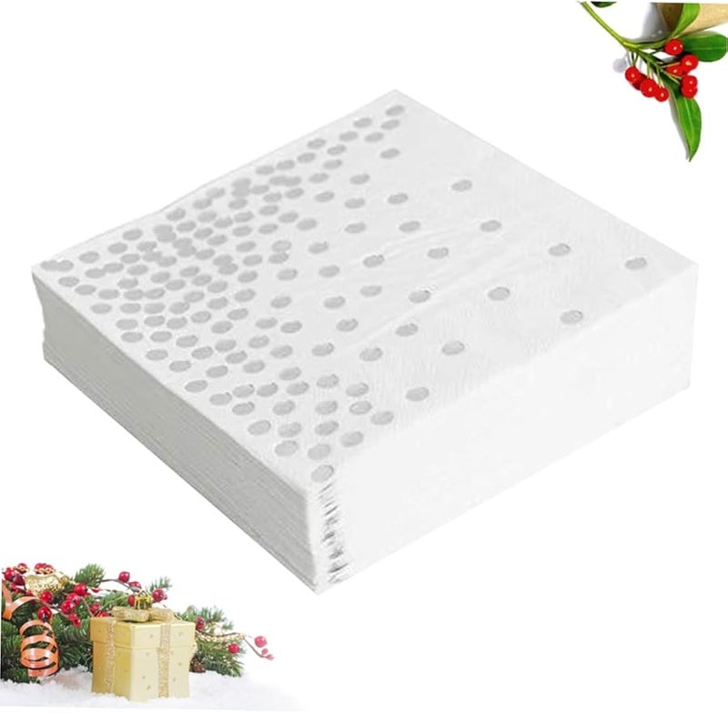 مناديل ورقية بنقاط فضية 20 قطعة للعشاء وحفلات الزفاف وأعياد الميلاد - Image 4