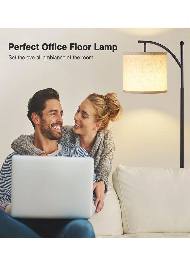 HOMESTAR مصباح أرضي مع جهاز تحكم عن بعد 3 درجات حرارة للألوان، مصباح طويل مع ظل قابل للتعديل من الكتان، مصابيح طويلة لغرفة المعيشة وغرفة النوم والمكتب والفصل الدراسي وغرفة النوم الجامعية، لمبة 12 واط متضمنة معدنية سوداء - Image 2
