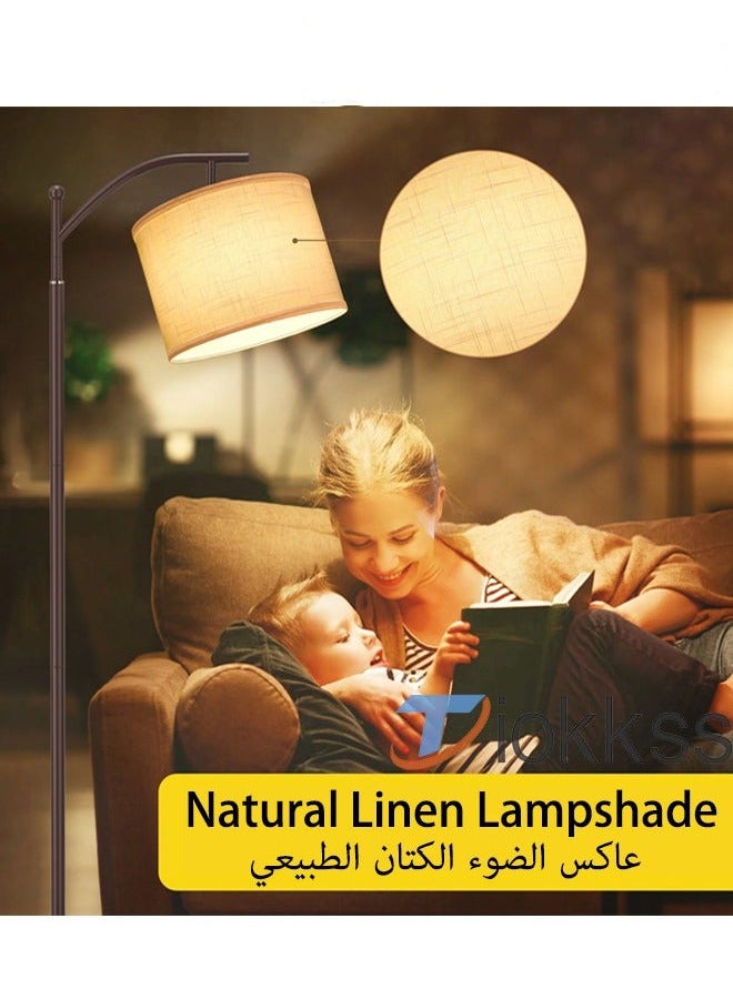 HOMESTAR مصباح أرضي مع جهاز تحكم عن بعد 3 درجات حرارة للألوان، مصباح طويل مع ظل قابل للتعديل من الكتان، مصابيح طويلة لغرفة المعيشة وغرفة النوم والمكتب والفصل الدراسي وغرفة النوم الجامعية، لمبة 12 واط متضمنة معدنية سوداء - Image 3