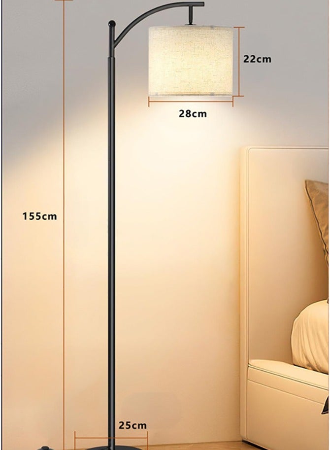 HOMESTAR مصباح أرضي مع جهاز تحكم عن بعد 3 درجات حرارة للألوان، مصباح طويل مع ظل قابل للتعديل من الكتان، مصابيح طويلة لغرفة المعيشة وغرفة النوم والمكتب والفصل الدراسي وغرفة النوم الجامعية، لمبة 12 واط متضمنة معدنية سوداء - Image 4