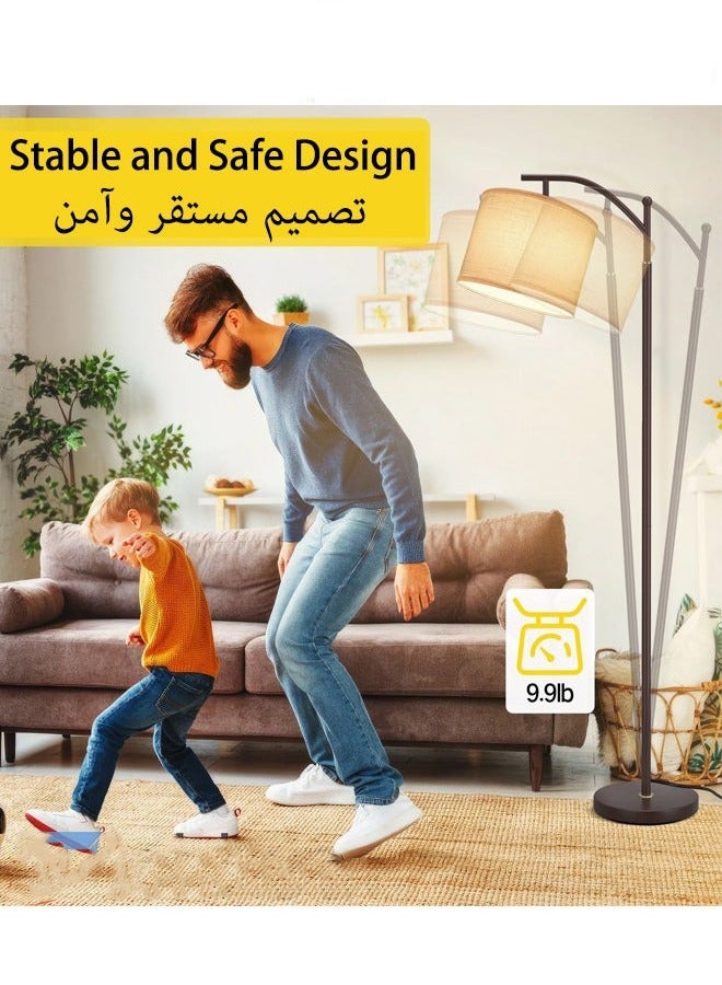 HOMESTAR مصباح أرضي مع جهاز تحكم عن بعد 3 درجات حرارة للألوان، مصباح طويل مع ظل قابل للتعديل من الكتان، مصابيح طويلة لغرفة المعيشة وغرفة النوم والمكتب والفصل الدراسي وغرفة النوم الجامعية، لمبة 12 واط متضمنة معدنية سوداء - Image 5