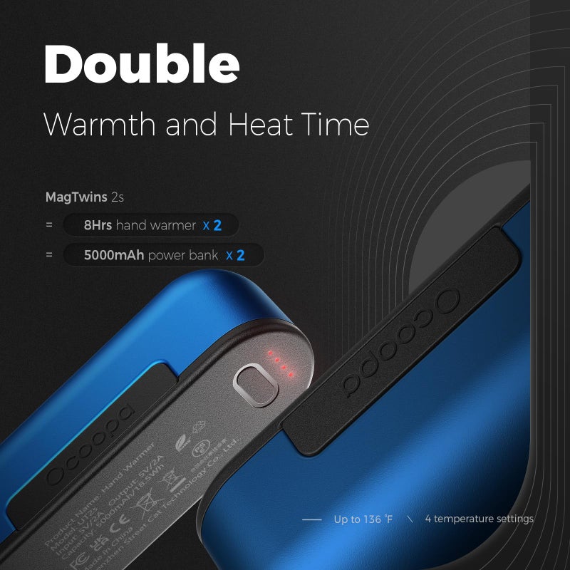 OCOOPA Hand Warmers Rechargeable 2 Pack, Magnetic Electric Handwarmer, 16 Hrs Warmth 4 Levels Heat Up to 145?, USB-C Portable Charger 10000mAh, Raynauds, Golf, Tech Gifts for Men, Union UT2s(MagTwins) - Image 3