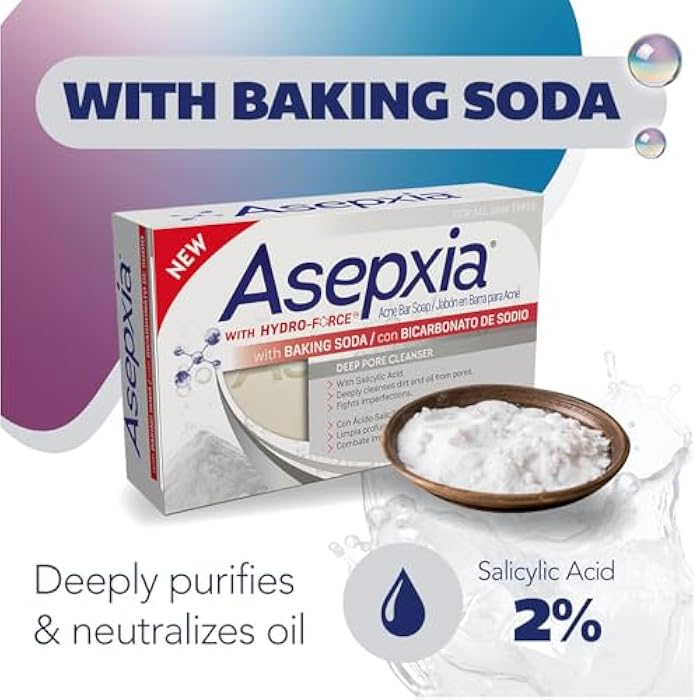 Asepxia Acne Treatment Bar Soap with Baking Soda | Face Wash, Deep Cleansing, Natural Extracts, Gentle Daily Use, 1.8% Salicylic Acid for Pimples & Blackheads, 4 Oz, 5-Pack - Image 4