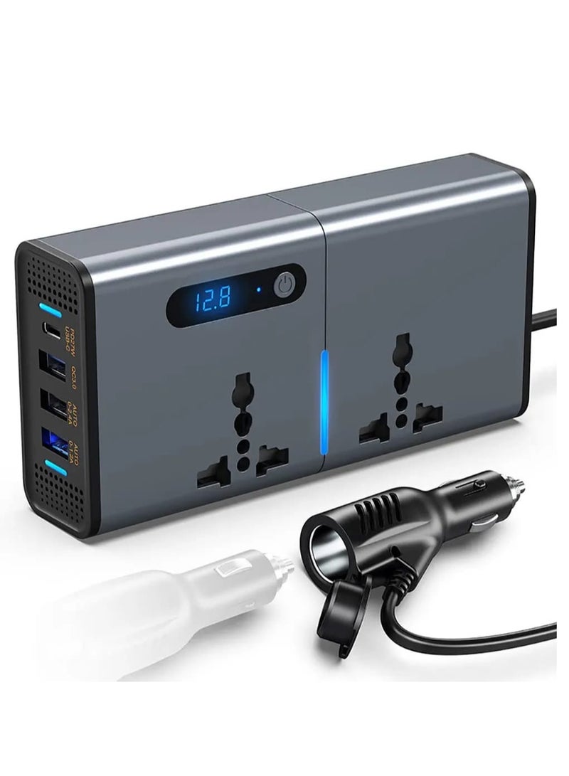 محول طاقة السيارة 200 واط مع 1 منفذ Type-C لمحول السيارة - Image 1