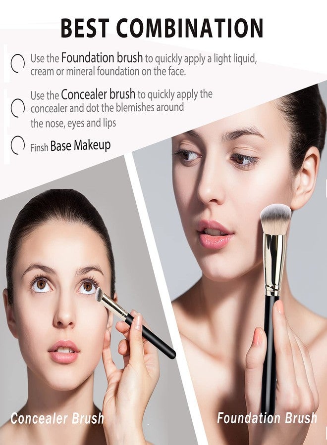 dpolla Makeup Brushes DPOLLA Pro Foundation Brush and Flawless Concealer Brush Perfect for Any Look Premium Luxe Hair Contour Brush Perfect for Blending Liquid,Buffing,Cream,Sculpting,Mineral Makeup - Image 2