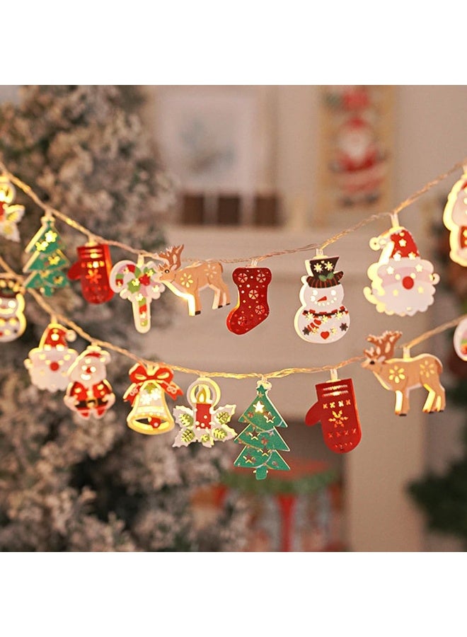 جورونب سلسلة أضواء عيد الميلاد، مصباح معدني بتصميم ندفة ثلجية، رجل ثلج، غزال، عصا، 1.5 متر، 10 مصابيح ليد معلقة، تعمل بالبطارية، مناسبة لحفلات عيد الميلاد، شجرة عيد الميلاد، لون أبيض دافئ. - Image 1