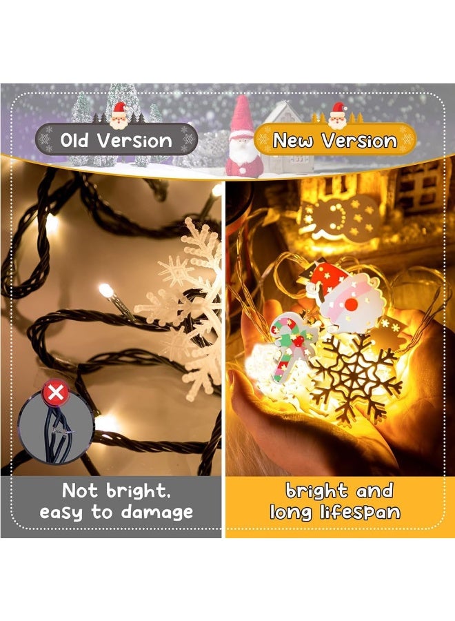 جورونب سلسلة أضواء عيد الميلاد، مصباح معدني بتصميم ندفة ثلجية، رجل ثلج، غزال، عصا، 1.5 متر، 10 مصابيح ليد معلقة، تعمل بالبطارية، مناسبة لحفلات عيد الميلاد، شجرة عيد الميلاد، لون أبيض دافئ. - Image 2