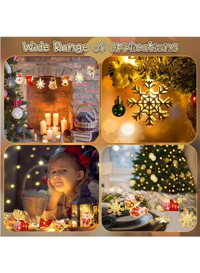 جورونب سلسلة أضواء عيد الميلاد، مصباح معدني بتصميم ندفة ثلجية، رجل ثلج، غزال، عصا، 1.5 متر، 10 مصابيح ليد معلقة، تعمل بالبطارية، مناسبة لحفلات عيد الميلاد، شجرة عيد الميلاد، لون أبيض دافئ. - Image 5