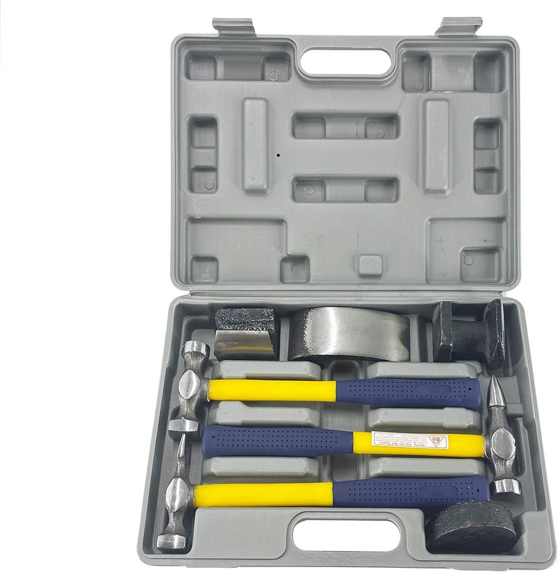 TEXALAN 7 PC Auto Body Fender Repair Tool Hammer & Dolly Set - Image 1