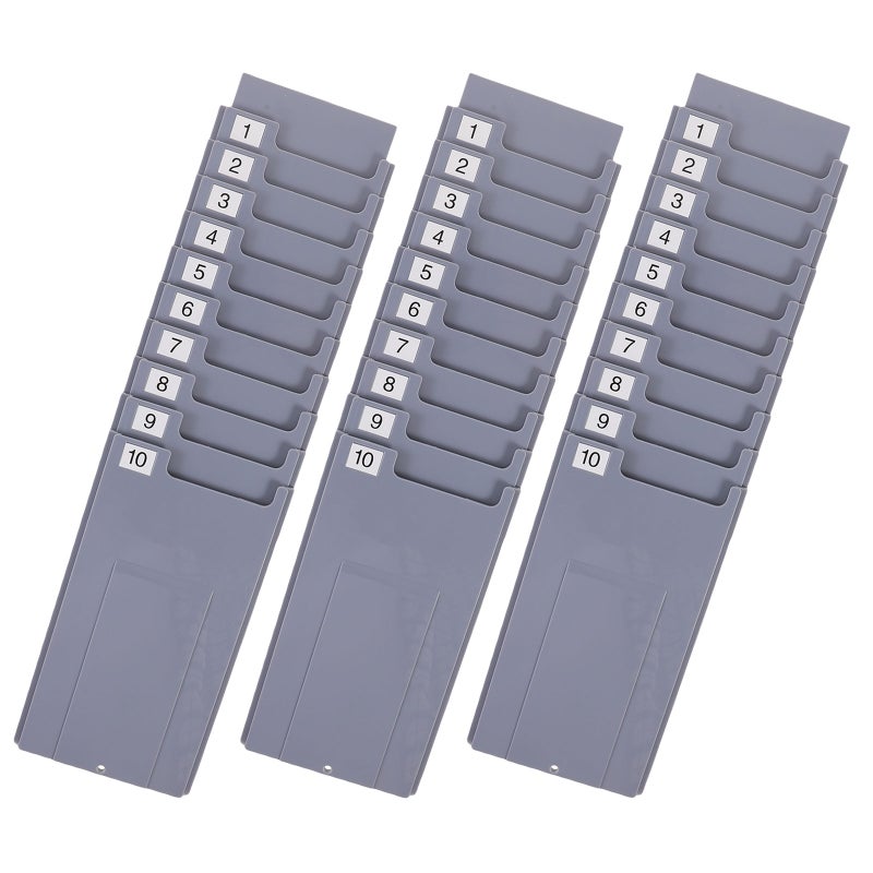 3 Sets Cards Rack Time Holder: With 10 Pockets Wall Mount Cards Holder Attendance Recorder System Supplies For Office - Image 3