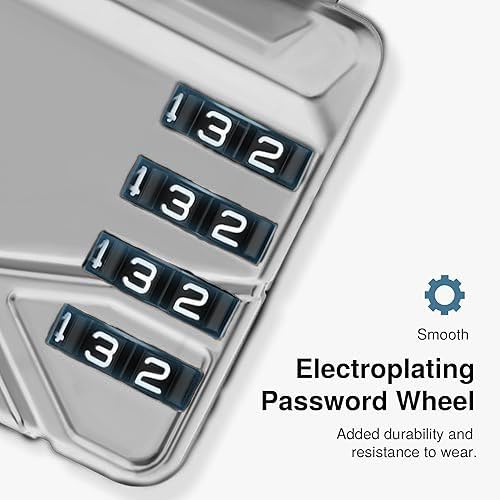 Jukusa 2-in-1 Padlock with Key & 4-Digit Combination | Heavy Duty Metal Security Lock with Resettable Code Wheel | Dual Unlock Lock for Gym Locker, Luggage, Storage & Travel (Silver) - Image 3