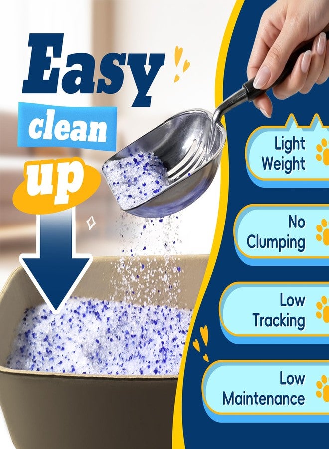 LMJP Crystal Cat Litter with Powerful Odor Control, Non-Clumping, Lasts Up to 2 Months, 8.6lb, Rapid Water Absorption, Unscented & Low Tracking Lightweight Blue & White Silica, 2 Pack of 4.3lb - Image 4