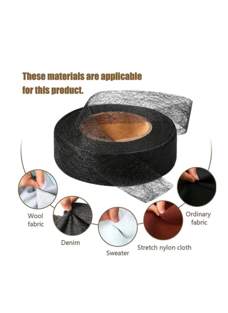 Generic 1 Roll 8M 2.5cm Width Washable Strong Adhesive Tailor Tape Black Color Heat Fusing Tape Double Sided Adhesive Lining Detail Free Tailor Tape Suitable for Clothes, Pants, Jeans, Skirts  - Image 1